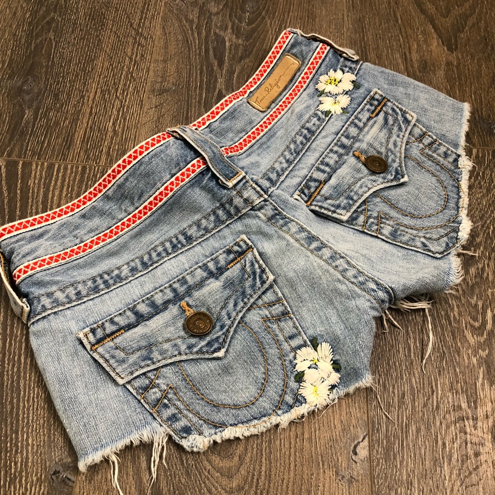 True religion flower child Joey cut off shorts